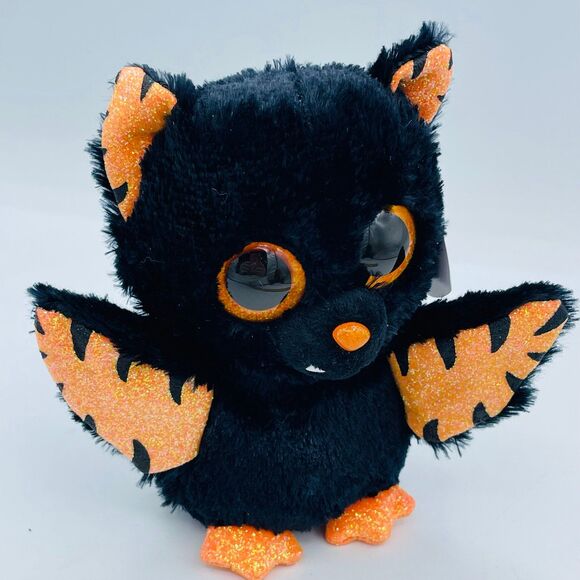 Ty Beanie Boo Halloween Black & Orange Bat Mortimer Stitched Wings - Picture 2 of 7